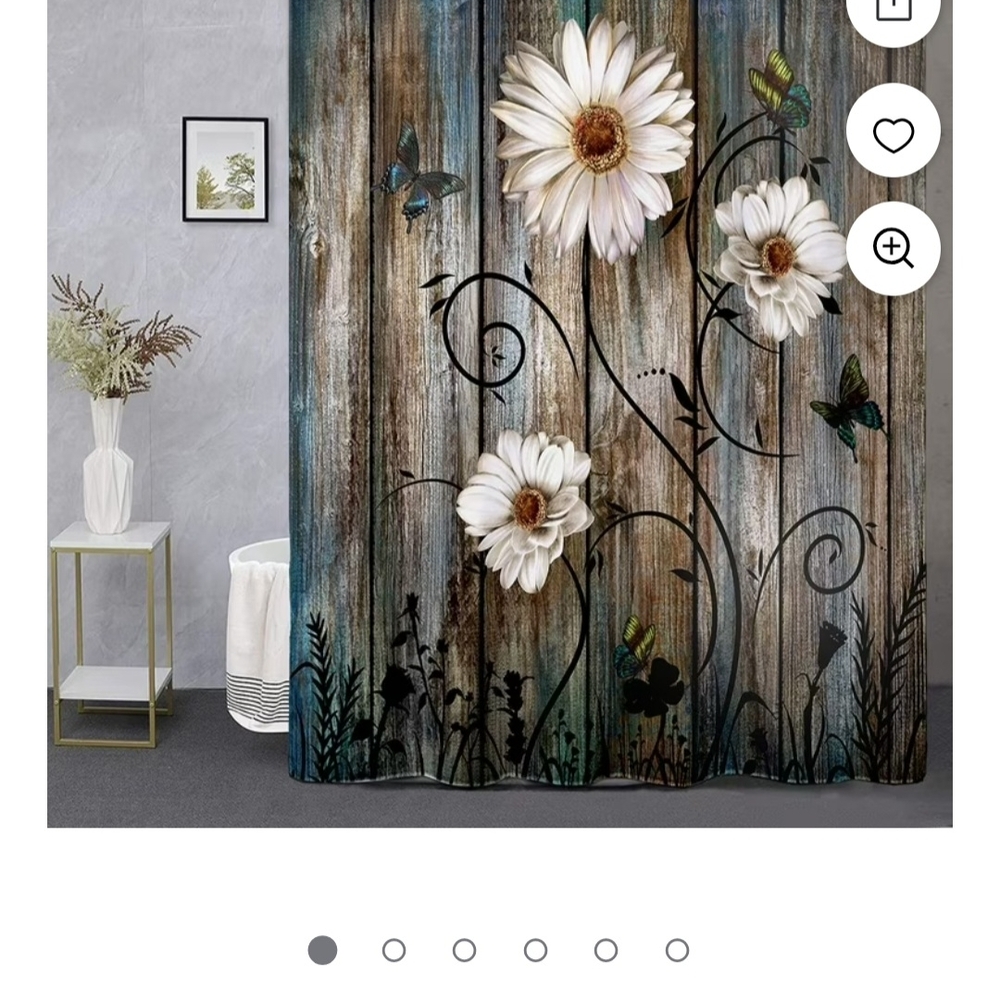 Floral Shower Curtain with Butterflies